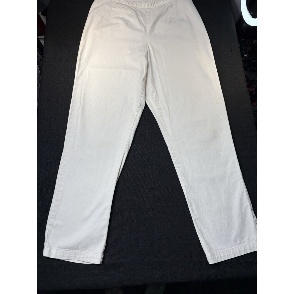 Elizabeth by Liz Claiborne White Straight Leg Mid Rise Stretch Pants size 14